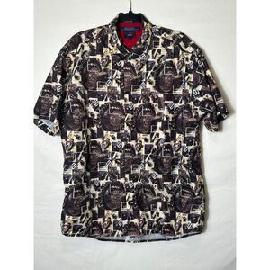 Tommy Jeans Vintage Men's Motocross Dirt Bike Print Button Up Shirt, Size M